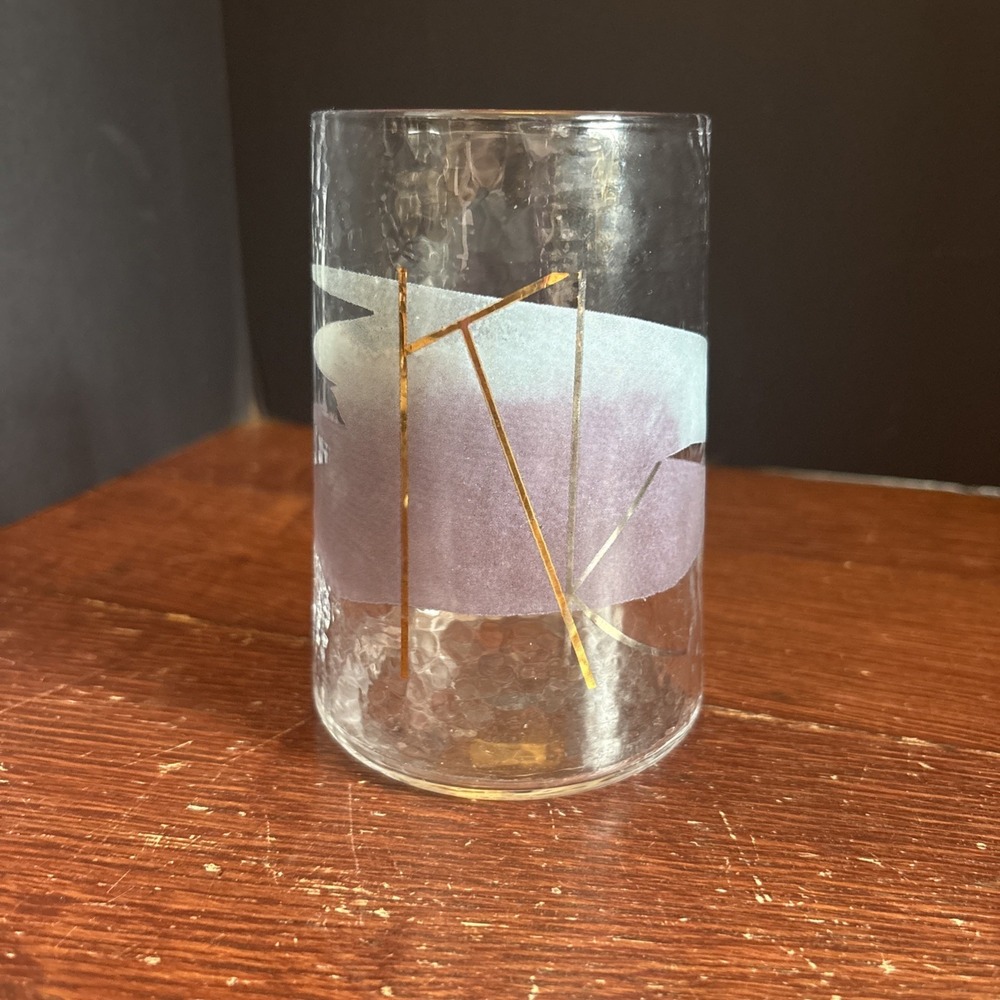 Anthropologie Letter "Kk" Painted Monogram Initial Drinking Glass Tumbler Cup